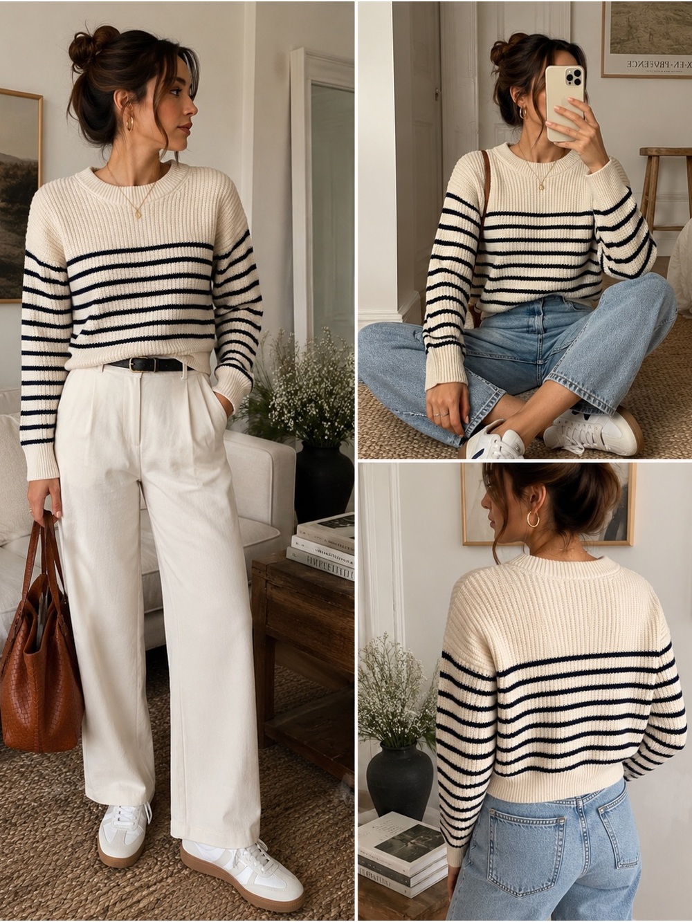 🖤 Wilfred Wool Blend Striped Cropped Sweater — Tagged M (Fits XS/S)